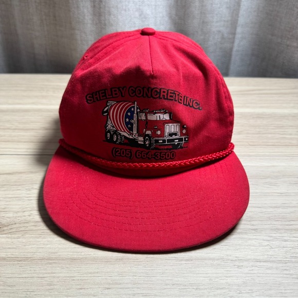 Unbranded Other - Unbranded Shelby‎ Concrete Inc Hat Mens OS Red Vintage Rope Snapback Trucker